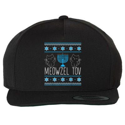 Meowzel Tov Menoarah Merry Hanukkah Funny Hanucats Cute Cat Wool Snapback Cap