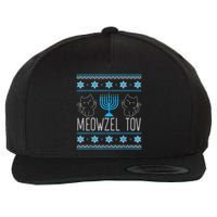Meowzel Tov Menoarah Merry Hanukkah Funny Hanucats Cute Cat Wool Snapback Cap