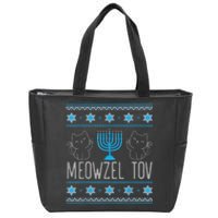 Meowzel Tov Menoarah Merry Hanukkah Funny Hanucats Cute Cat Zip Tote Bag