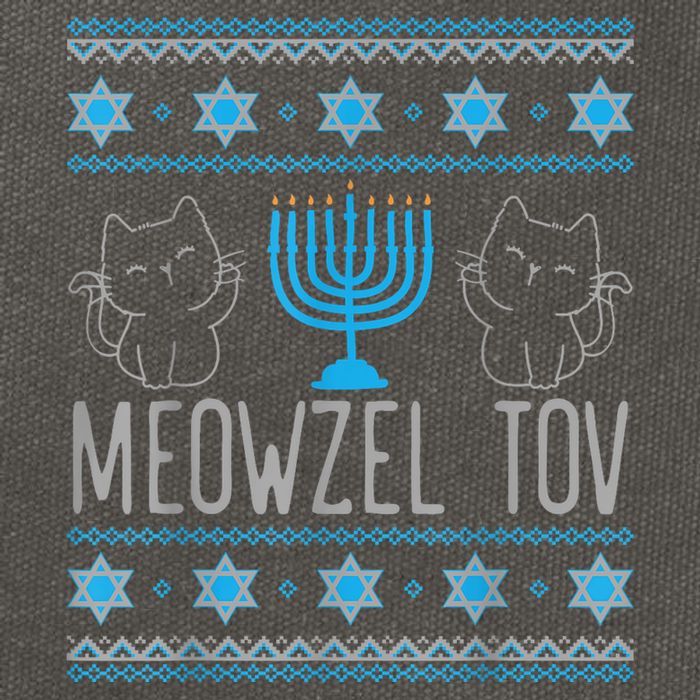 Meowzel Tov Menoarah Merry Hanukkah Funny Hanucats Cute Cat Cotton Canvas Backpack