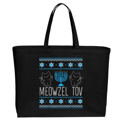 Meowzel Tov Menoarah Merry Hanukkah Funny Hanucats Cute Cat Cotton Canvas Jumbo Tote