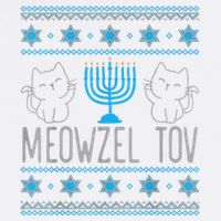Meowzel Tov Menoarah Merry Hanukkah Funny Hanucats Cute Cat Garment-Dyed Sweatshirt
