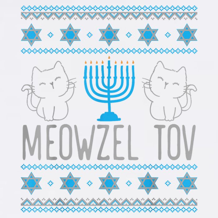 Meowzel Tov Menoarah Merry Hanukkah Funny Hanucats Cute Cat Garment-Dyed Sweatshirt