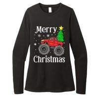 Monster Truck Merry Christmas Tree Snowflakes Womens CVC Long Sleeve Shirt