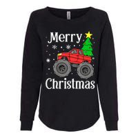 Monster Truck Merry Christmas Tree Snowflakes Womens California Wash Sweatshirt