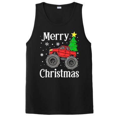 Monster Truck Merry Christmas Tree Snowflakes PosiCharge Competitor Tank