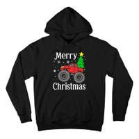 Monster Truck Merry Christmas Tree Snowflakes Tall Hoodie