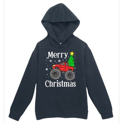 Monster Truck Merry Christmas Tree Snowflakes Urban Pullover Hoodie