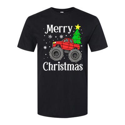 Monster Truck Merry Christmas Tree Snowflakes Softstyle CVC T-Shirt