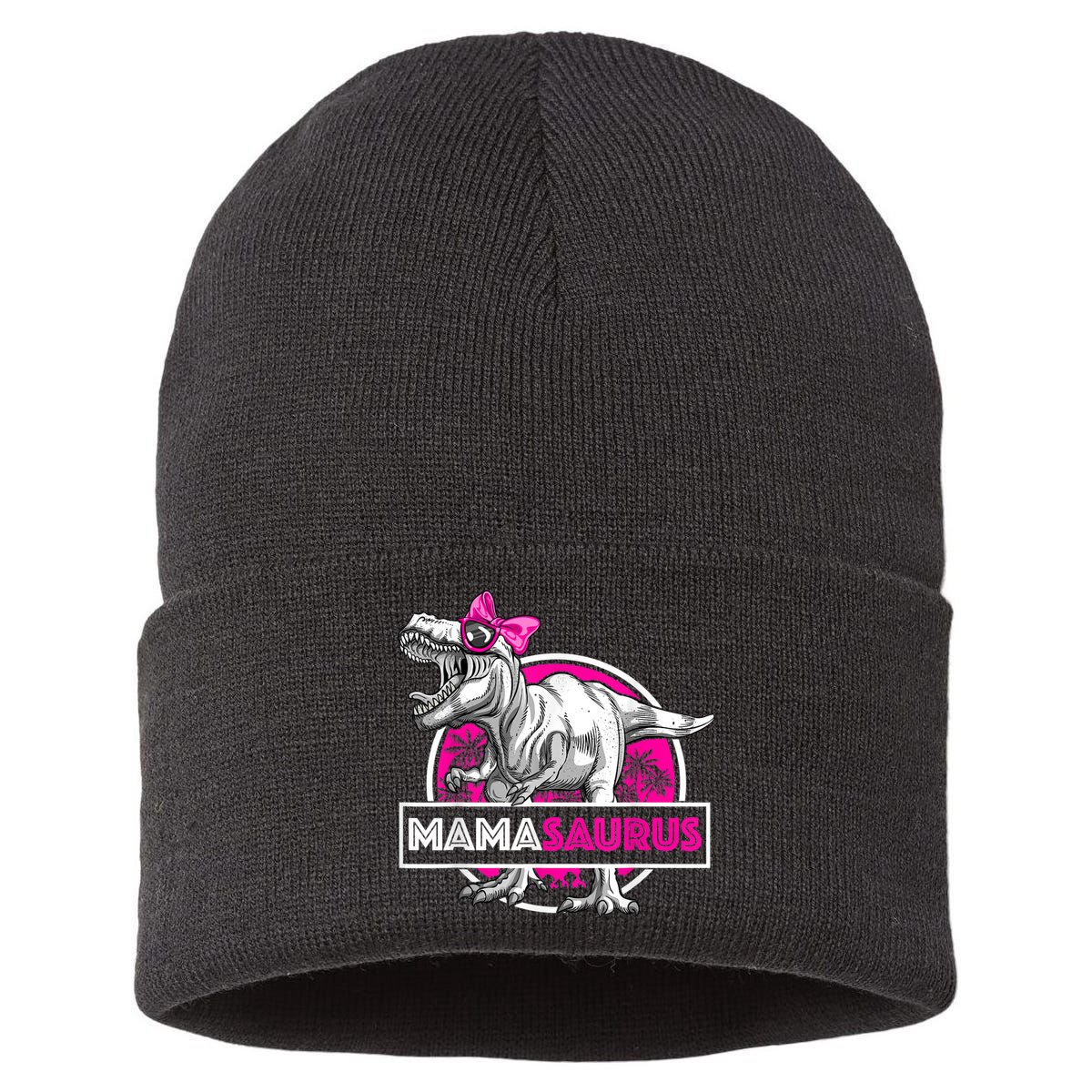 Mamasaurus TRex Matching Funny Mother Saurus Dinosaur Sustainable Knit Beanie
