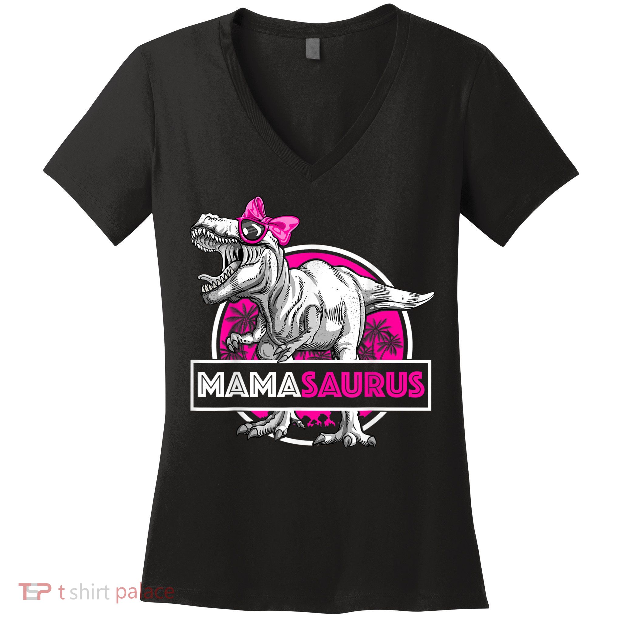 Mamasaurus TRex Matching Funny Mother Saurus Dinosaur Women's V-Neck T-Shirt