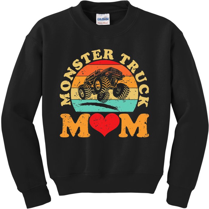 Monster Truck Mom Retro Vintage Monster Truck Mother's Day Kids Sweatshirt