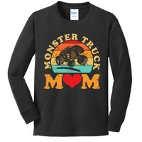 Monster Truck Mom Retro Vintage Monster Truck Mother's Day Kids Long Sleeve Shirt