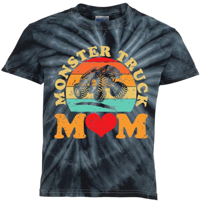 Monster Truck Mom Retro Vintage Monster Truck Mother's Day Kids Tie-Dye T-Shirt