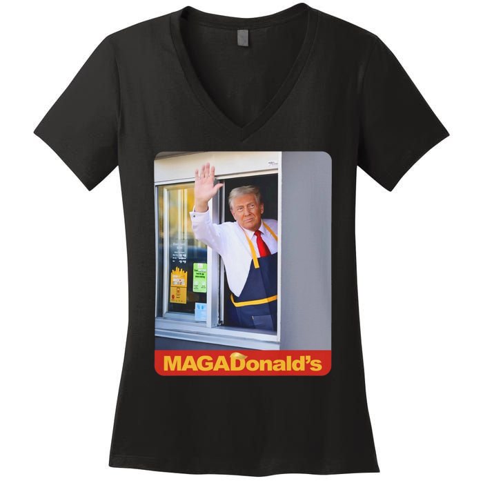 Magadonalds Trump Mcdonalds Women's V-Neck T-Shirt