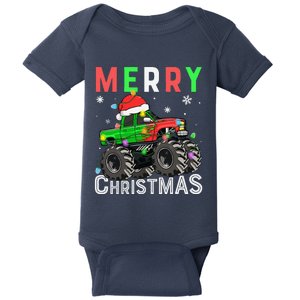 Monster Truck Merry Christmas Santa Hat Baby Bodysuit