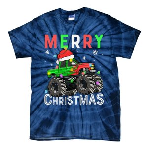 Monster Truck Merry Christmas Santa Hat Tie-Dye T-Shirt