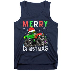 Monster Truck Merry Christmas Santa Hat Tank Top