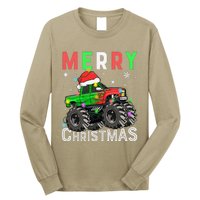 Monster Truck Merry Christmas Santa Hat Long Sleeve Shirt