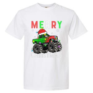 Monster Truck Merry Christmas Santa Hat Garment-Dyed Heavyweight T-Shirt