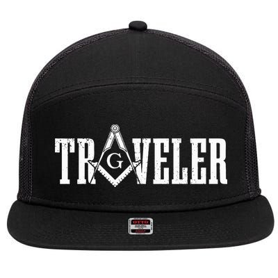 Mason Traveler Masonic Square And Compass 7 Panel Mesh Trucker Snapback Hat