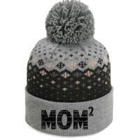 Mom2 Two Mothers Day Best Mom Mother Of 2 The Baniff Cuffed Pom Beanie