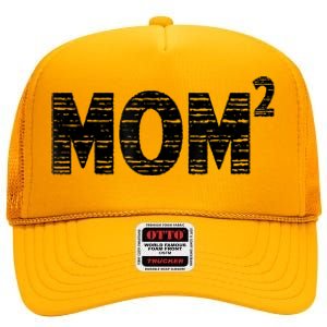 Mom2 Two Mothers Day Best Mom Mother Of 2 High Crown Mesh Back Trucker Hat