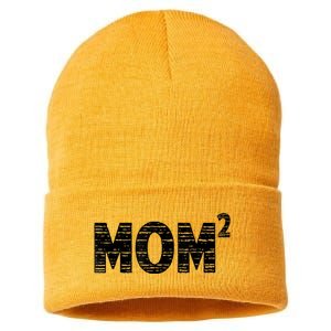 Mom2 Two Mothers Day Best Mom Mother Of 2 Sustainable Knit Beanie