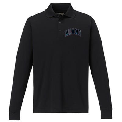 Miami Text Performance Long Sleeve Polo