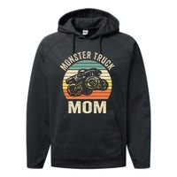 Monster Truck Mom Retro Vintage Monster Truck Performance Fleece Hoodie