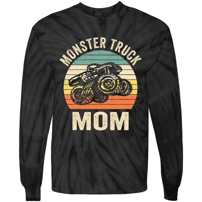 Monster Truck Mom Retro Vintage Monster Truck Tie-Dye Long Sleeve Shirt