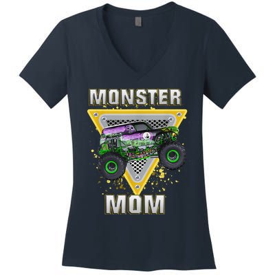 Monster Truck Mom Mothers Day Monster Truck Are My Jam Women's V-Neck T-Shirt