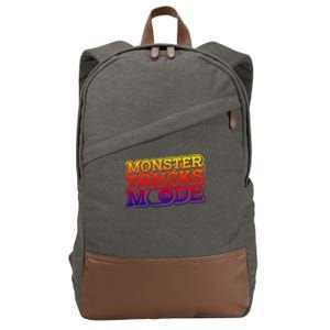 Monster Trucks Mode On Funny Gift Monstertruck Show Monster Truck Funny Gift Cotton Canvas Backpack