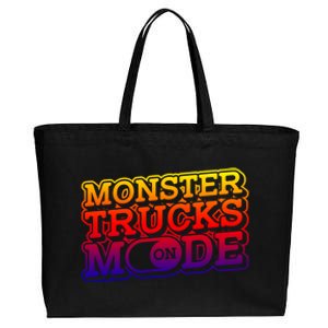 Monster Trucks Mode On Funny Gift Monstertruck Show Monster Truck Funny Gift Cotton Canvas Jumbo Tote