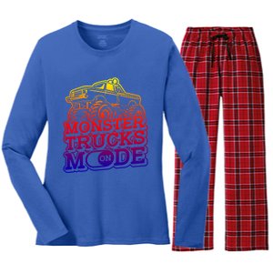 Monster Trucks Mode On Gift Monstertruck Sport Monster Trucks Meaningful Gift Women's Long Sleeve Flannel Pajama Set 