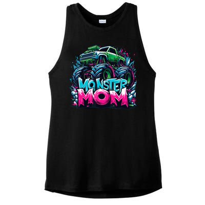 Monster Truck Mom Of The Birthday Boy Matching Family Ladies PosiCharge Tri-Blend Wicking Tank