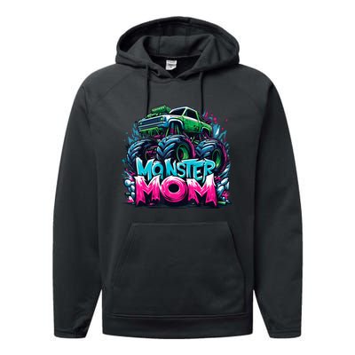 Monster Truck Mom Of The Birthday Boy Matching Family Performance Fleece Hoodie