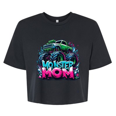 Monster Truck Mom Of The Birthday Boy Matching Family Bella+Canvas Jersey Crop Tee