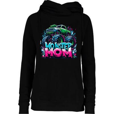 Monster Truck Mom Of The Birthday Boy Matching Family Womens Funnel Neck Pullover Hood