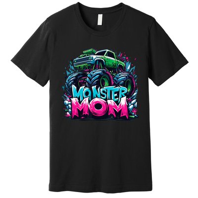 Monster Truck Mom Of The Birthday Boy Matching Family Premium T-Shirt