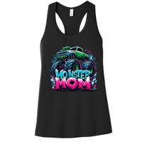 Monster Truck Mom Of The Birthday Boy Matching Family Women's Racerback Tank