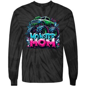 Monster Truck Mom Of The Birthday Boy Matching Family Tie-Dye Long Sleeve Shirt