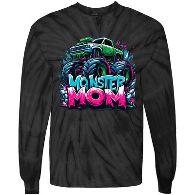 Monster Truck Mom Of The Birthday Boy Matching Family Tie-Dye Long Sleeve Shirt