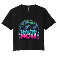 Monster Truck Mom Of The Birthday Boy Matching Family Women's Crop Top Tee