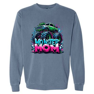 Monster Truck Mom Of The Birthday Boy Matching Family Garment-Dyed Sweatshirt