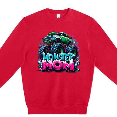 Monster Truck Mom Of The Birthday Boy Matching Family Premium Crewneck Sweatshirt