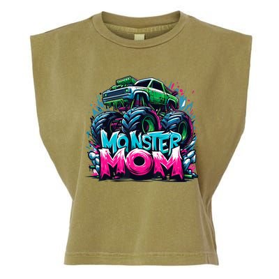 Monster Truck Mom Of The Birthday Boy Matching Family Garment-Dyed Women's Muscle Tee