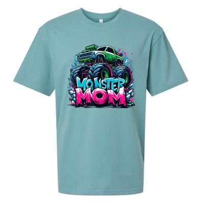 Monster Truck Mom Of The Birthday Boy Matching Family Sueded Cloud Jersey T-Shirt