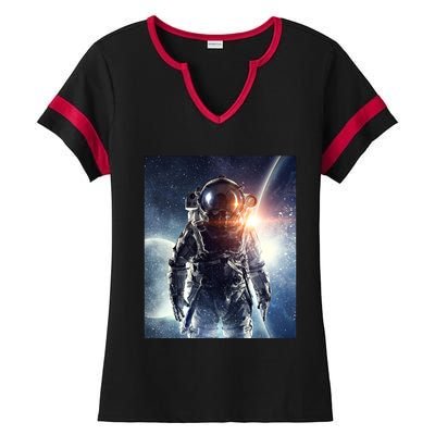 Mission To Mars Space Astronaut Graphic Gift Astronaut Gift Ladies Halftime Notch Neck Tee