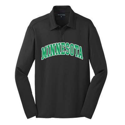 Minnesota Text Silk Touch Performance Long Sleeve Polo